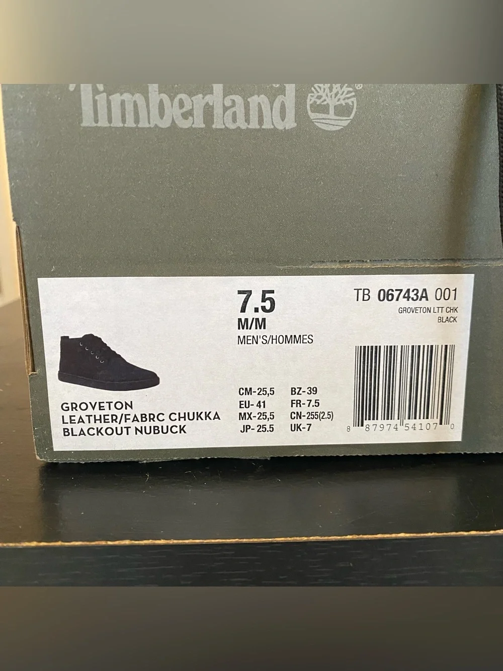Timberland Men's 7.5 Groveton Shoes Leather & Canvas Fabric Chukka Blackout